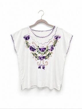 Mexican Handmade Embroidered Huipil SZ M